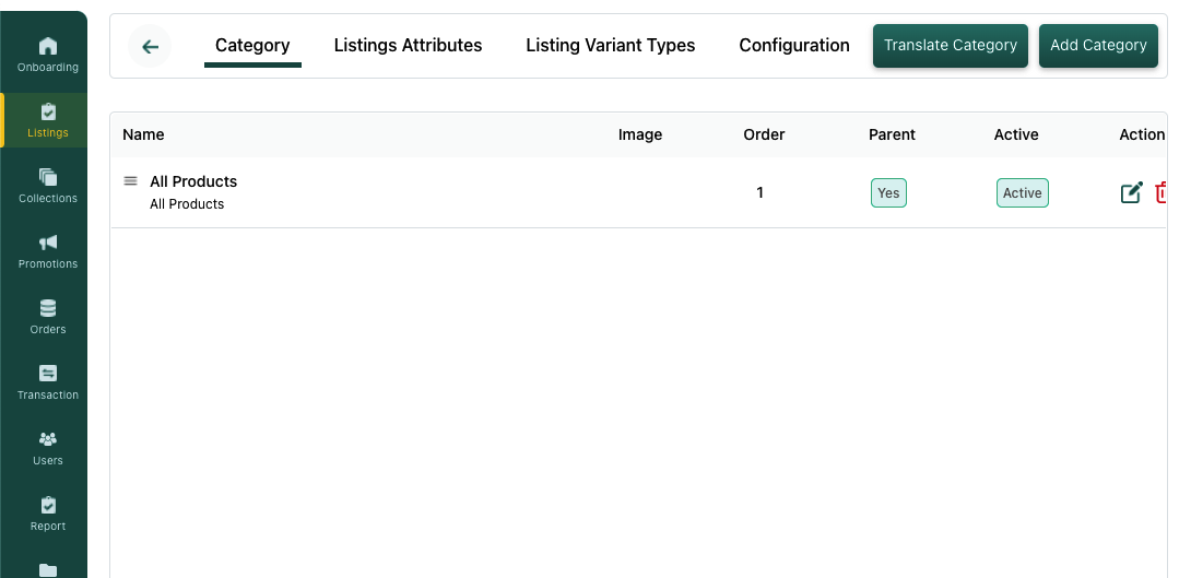listing configuration